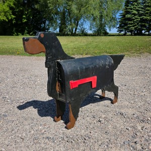 Dog Shaped Mailbox with Red Flag