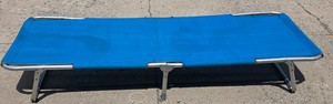 Blue Folding Camping Cot with Metal Frame