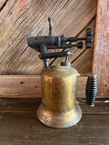 Vintage Brass Handheld Blow Torch  Gas Pressure Torch  Antique Industrial Tool Decor