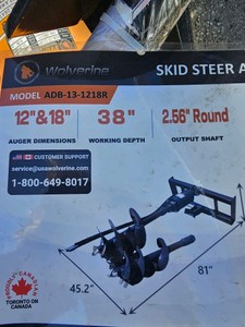 Unused 2026 WOLVERINE Auger Drive & Bit ADB-13-1218R