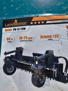 Unused 2026 LandHonor Power Rake PR-12-72W