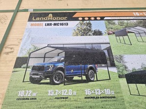 Unused 2026 LandHonor 16 x 13 Ft Metal Carport LHR-MC1613