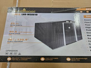 Unused 2026 LandHonor 8ft x 10ft Galvanized Apex Roof Metal Shed LHR-MS0810