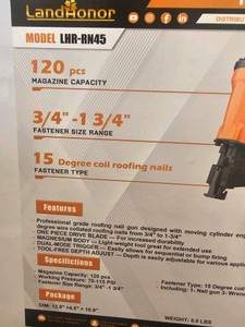 Unused 2026 LandHonor 15° 1-34 Coil Roofing Nailer LHR-RN45