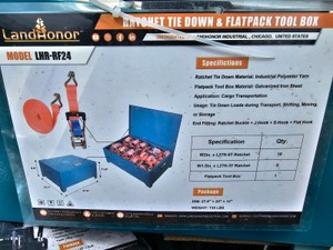 Unused 2026 LandHonor Ratchet Tie Down & Flatpack Tool Box LHR-RF24