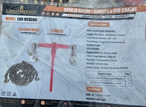 Unused 2026 LandHonor 9200LB Ratchet Binders & 38 G70 Chains LHR-RC9200