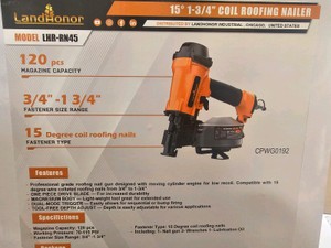 Unused 2026 LandHonor 15° 1-34 Coil Roofing Nailer LHR-RN45