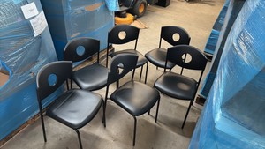 Set of Six Black Metal Chairs, Good Condition, Great for the Office or a Conference Room