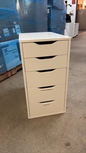 White Wooden Medical Supply Cabinet With 5 Drawers, Great for Clinics, Business and Home Use