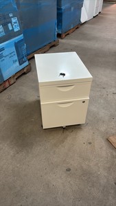 White Metal Filing Cabinet and Drawers, 2 Drawers Comes With Two Keys to Lock the Bottom Drawer, Working Wheels on Bottom to Cabinet Can be Easily Moved