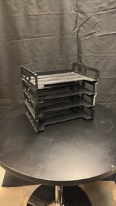 Four Black Plastic Paperwork Trays Stackable