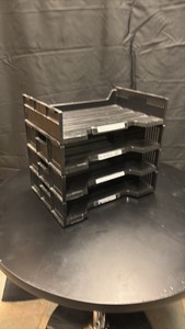 Four Black Plastic Paperwork Trays Stackable