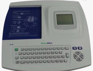 Welch Allyn CP 100 12-Lead Resting Electrocardiograph Machine, EKG/ECG Machine, With User Manuals, Cords, Wires and Electrical Power Unit, Comes With Metal Base/Stand With Wheeles for Easy Mobility