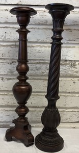 Pair of Dark Brown Tall Candle Holders