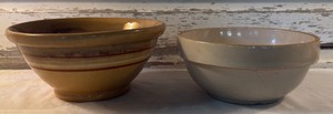 2 Primitive Stoneware Bowls
