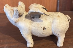 Vintage When Pigs Fly Cast Iron Bank