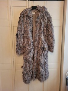 Arissa Made in France Shaggy Knit Long Coat Open Front Womens