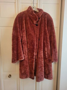 Vintage Mauve Faux Fur Swing Coat Women��s Size 38 Acrylic Blend
