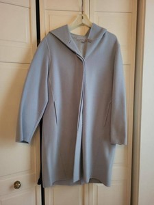 Anne Klein Womens Hooded Topper Coat Light Blue Size M