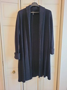 Eileen Fisher Long Open Front Shawl Collar Cardigan Sweater L