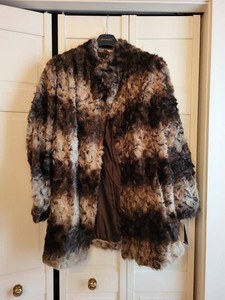Womens Brown Multicolor Faux Fur Coat Jacket Size M