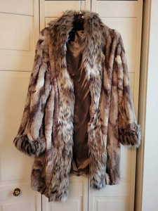 Adrienne Landau Faux Fur Coat Womens Large Brown Animal Print