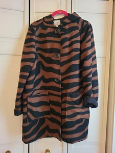 Linea by Louis DellOlio Hooded Animal Print Wool Blend Coat M