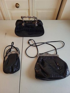 Brighton & Unmarked Black Frame Handbag Purse Lot Leather Style