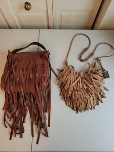 Bottega Veneta & Frye Leather Fringe Handbag Lot Brown Tan