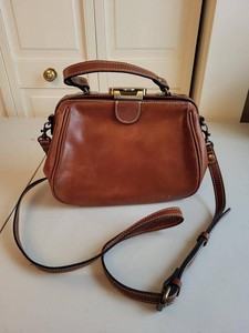 Patricia Nash Leather Doctor Bag Satchel Cognac Brown Crossbody