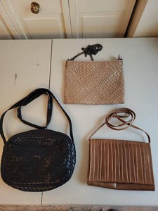 Lot of Italian Leather Handbags Bottega Veneta Fajor Woven Clutch