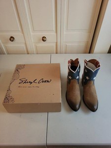 SC New Americana Western Ankle Boots Flag Design Size 9M Leather