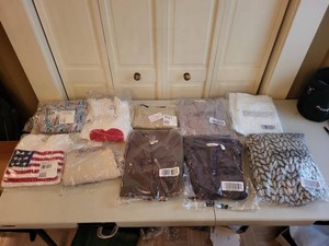 Assorted New Clothing & Textile Lot Sweaters Tops Blanket Mixed Brands