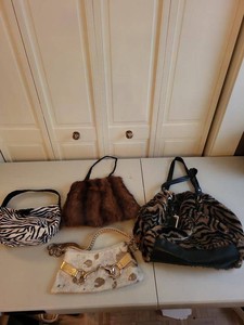Lot of Assorted Animal Print Faux Fur Handbags Purses