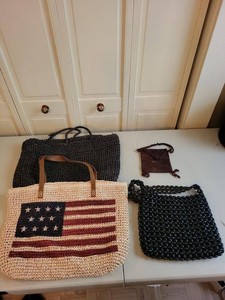 Lot of Assorted Woven Straw & Beaded Handbags Totes Purses Vintage