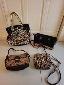 Set of 4 Leopard Print Handbags Bruno Magli Vince Camuto & More