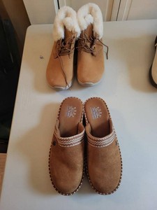 Skechers Womens Shoe Lot BOBS Mules & On-The-Go Fur Boots 8.5