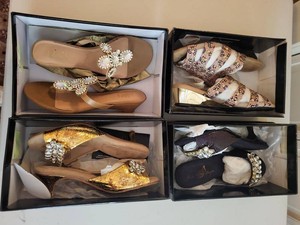 Joan Boyce & IMAN Embellished Womens Sandals Mules Set w Boxes
