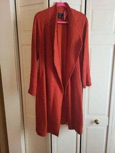 Tahari Open Front Wool Blend Long Duster Cardigan Sweater L