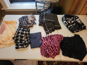 Womens Fashion Scarf Collection Mixed Prints Satin Sheer Burnout