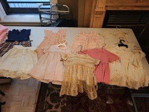 Vintage Girls Childrens Clothing Lot Dresses Crochet Floral Gingham