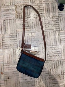 Polo Ralph Lauren Blackwatch Plaid Crossbody Bag Leather Trim