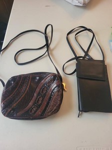 Sharif Leather Crossbody Purse & Black Organizer Wallet Bag Lot
