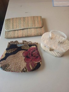 Lot of Vintage Evening Handbags Lucite Box Purse Beaded Clutch