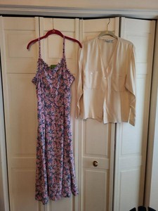 Vintage Eileen West Floral Maxi & Anne Klein Silk Blouse Lot