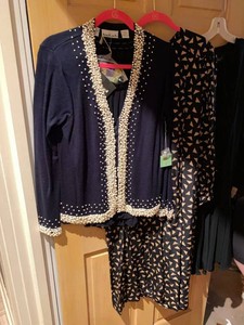 Lot of Womens Dresses & Anne Klein Beaded Cardigan Black Navy