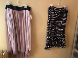 Free People Tulle Skirt & Polka Dot Midi Skirt Womens Lot Size L