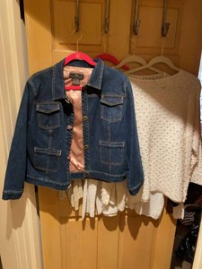 Lot of Womens Sweaters & Denim Jacket Eileen Fisher British Khaki