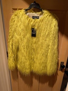 Donna Salyers Fabulous Furs Yellow Faux Fur Jacket Womens M