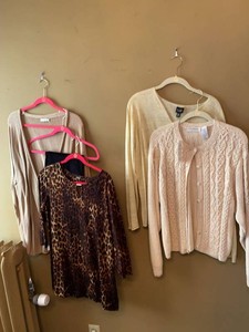 Womens Sweater & Top Lot Eileen Fisher Liz Claiborne Neutral Tones